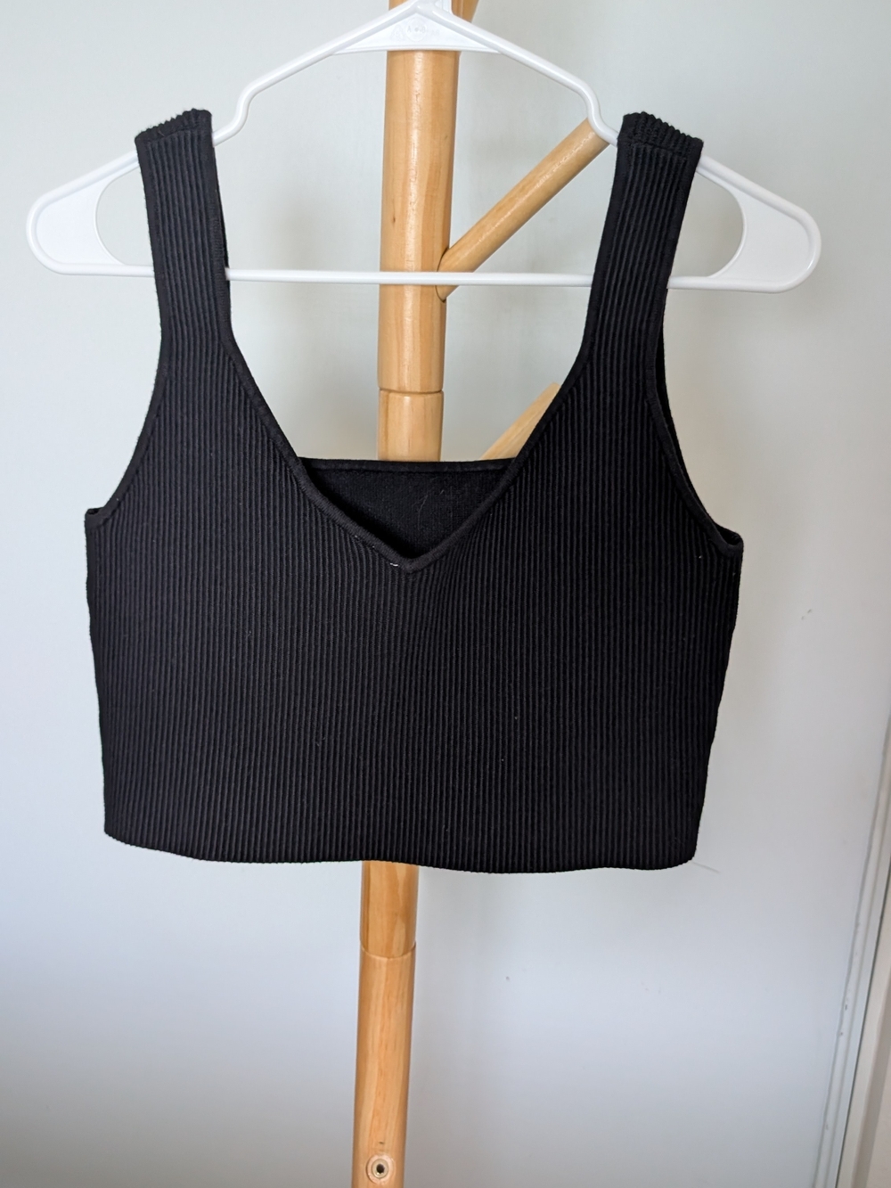 Abound Black Ribbed Square Neck Cropped Tank